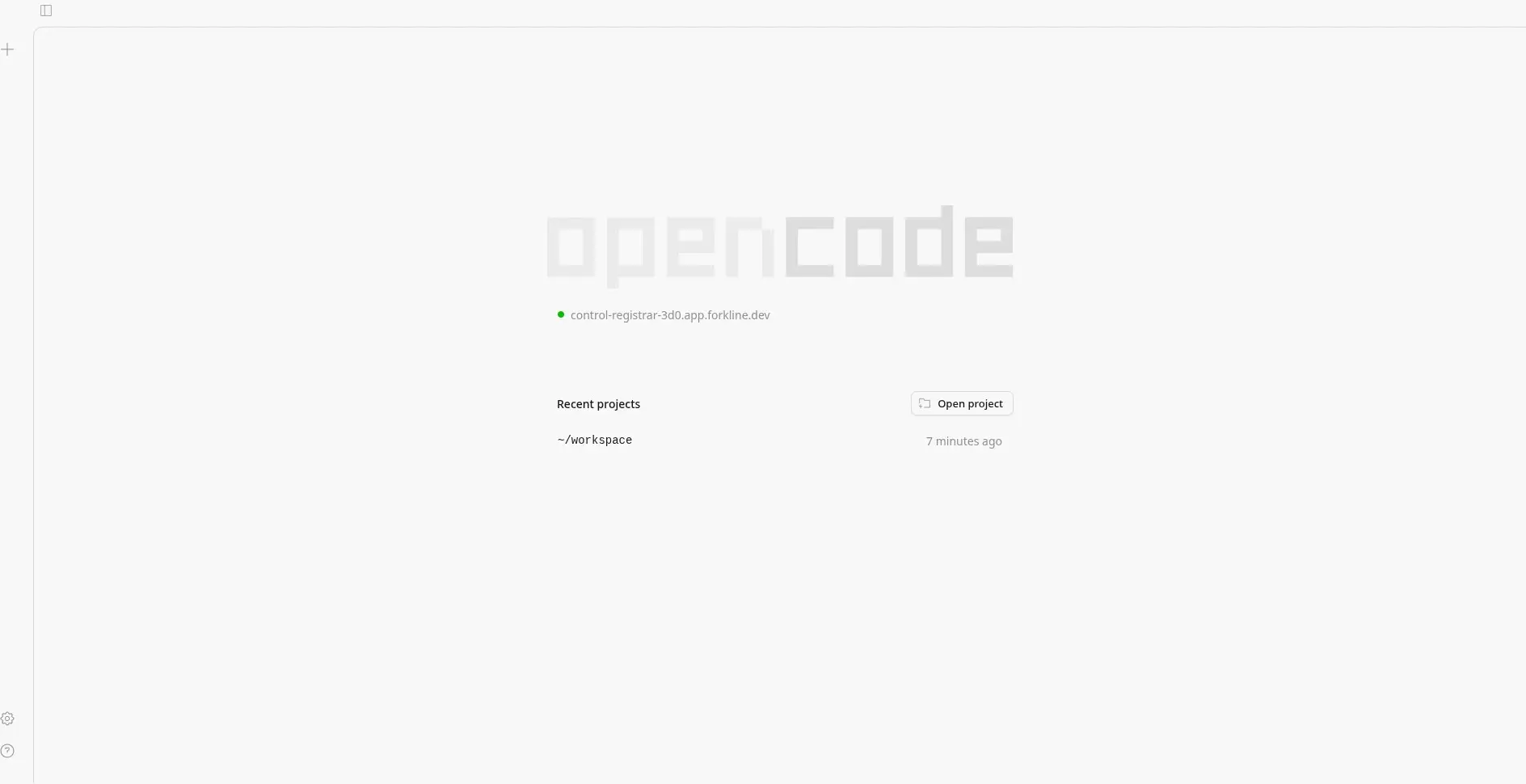 Screenshot of the OpenCode runner web interface showing chat, file browser, and terminal.